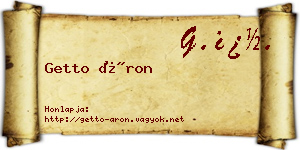 Getto Áron névjegykártya